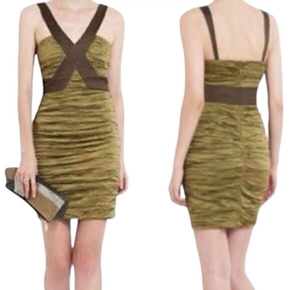 BCBGMAXAZRIA Silk Peridot Simsom Crosstop Cocktail Dress - Picture 14 of 14